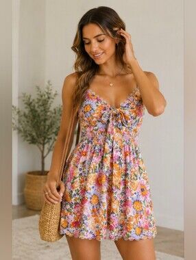 Sun Imperial Womens Floral Tie-Back Sundress